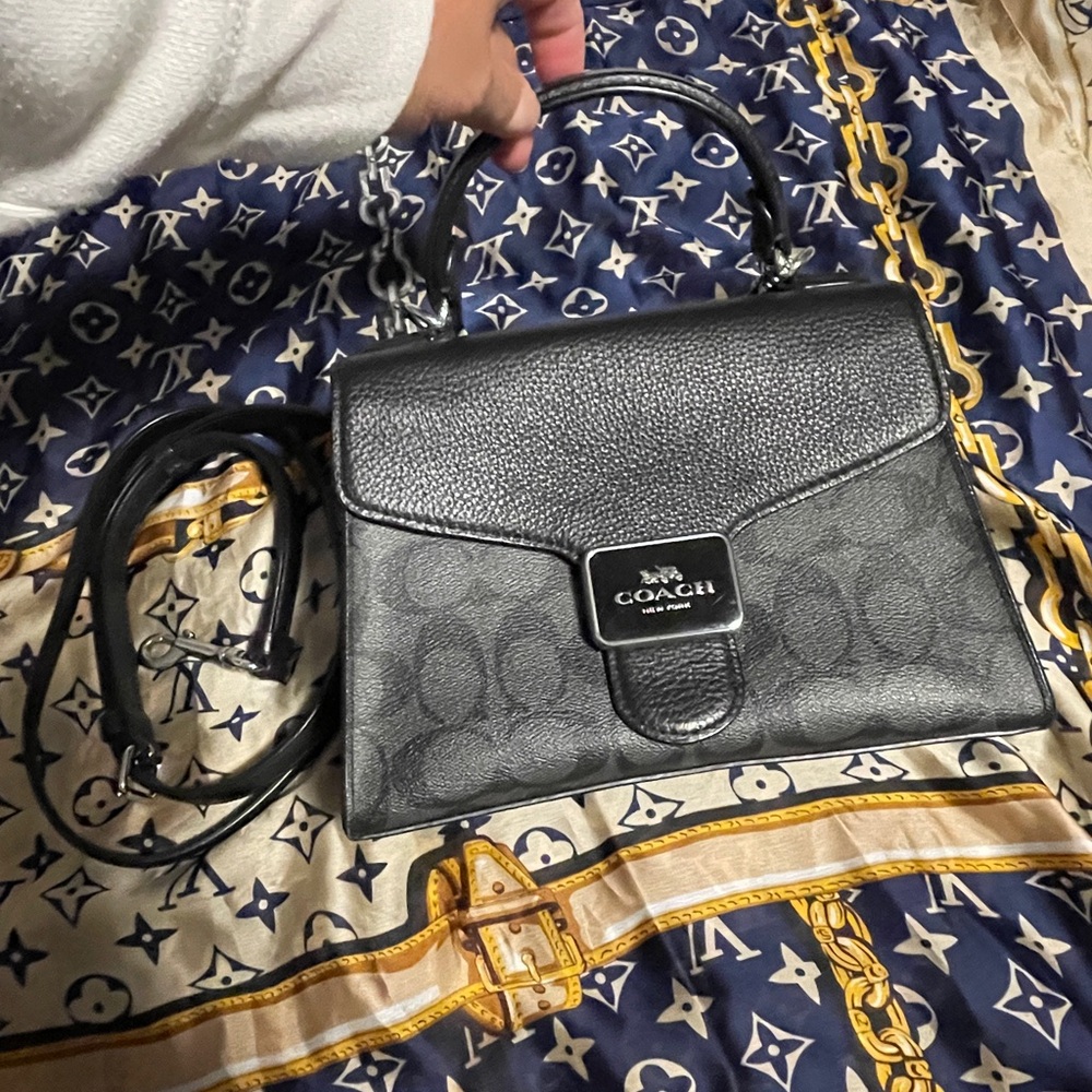 Coach Black Signature Leather Satchel